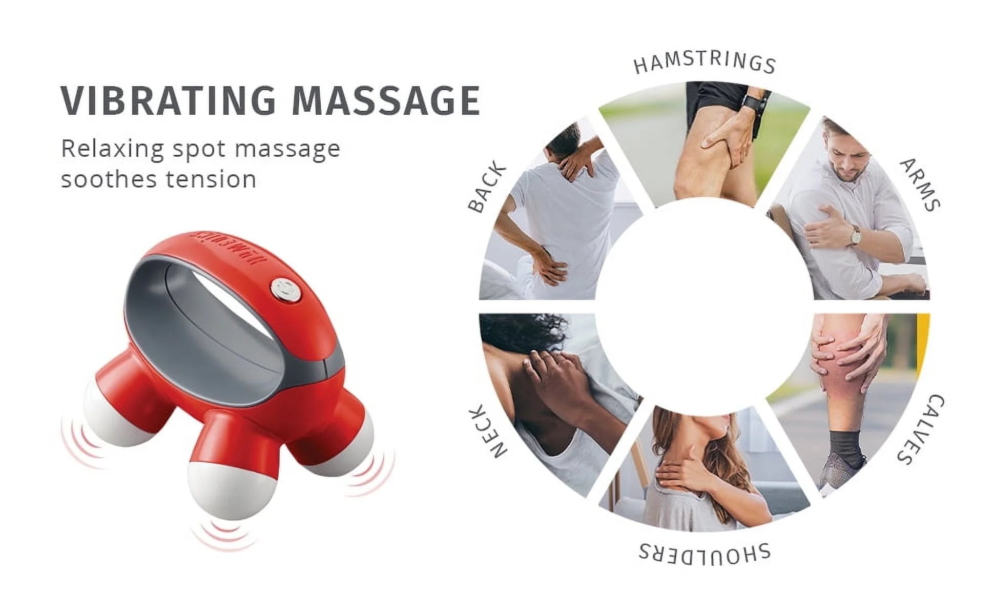 Quatro Mini Hand-Held Massager with Vibration Massage, 4 Massage Nodes(Nov-30-Wmt)